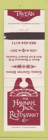 Matchbook Cover - The Hannah Jack Restaurant Merrimack NH