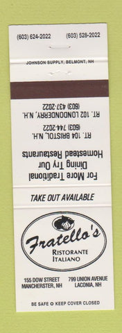 Matchbook Cover - Fratello's Italian Restaurant Manchester Laconia NH