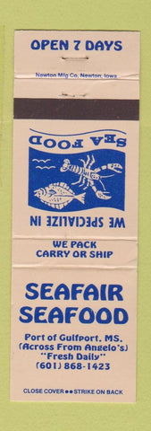 Matchbook Cover - Seafair Seafood Port of Gulfport MS