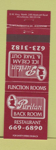 Matchbook Cover - Puritan Backroom Manchester NH