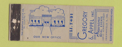 Matchbook Cover - Gregory and Appel Insurance Indianapolis IN WORN