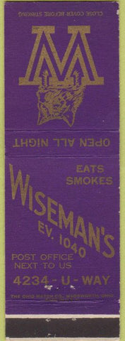 Matchbook Cover - Wisemarn's Restaurant NO TOWN