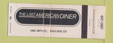 Matchbook Cover - Last American Diner Boulder Colorado Full Length