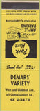 Matchbook Cover - Demars' Variety Store Eddy Match Canada