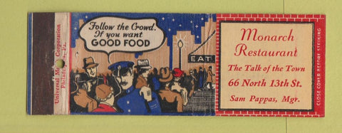 Matchbook Cover - Monarch Restaurant Full Length