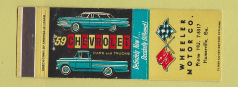 Matchbook Cover - 1966 Chevrolet Wheeler Homerville GA