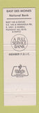Matchbook Cover - East Des Moines National Bank IA Full Length