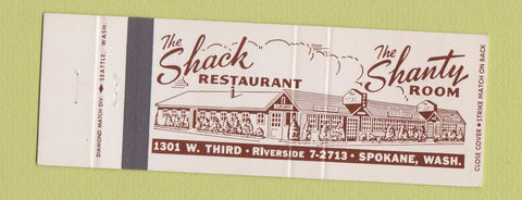 Matchbook Cover - Shack Restaurant Spokane WA Full Length