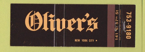 Matchbook Cover - Oliver's New York City Full Length