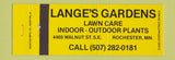 Matchbook Cover - Lange's Gardens Rochester MN Full Length