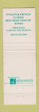 Matchbook Cover - Old Venetian Restaurant Italian Full Length