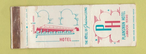 Matchbook Cover - Plainsman Hotel Lubbock TX WORN