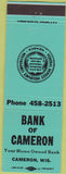 Matchbook Cover - Bank of Cameron WI