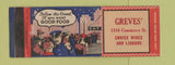 Matchbook Cover - Greves' Restaurant  Full Length