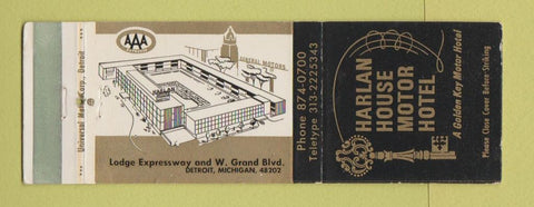 Matchbook Cover - Harlan House Motor Hotel Detroit MI