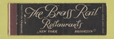 Matchbook Cover - Brass Rail Restaurant NEW York City Brooklyn NY Full Length