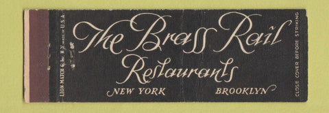 Matchbook Cover - Brass Rail Restaurant NEW York City Brooklyn NY Full Length