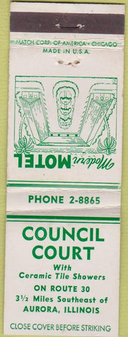 Matchbook Cover - Council Court Aurora IL