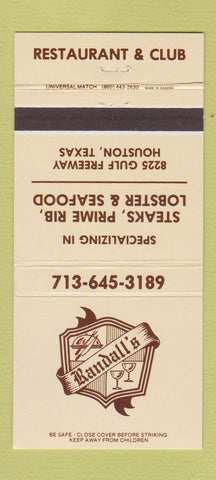 Matchbook Cover - Randall's Restaurant Houston TX 30 Strike