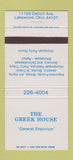 Matchbook Cover - The Grek House Lakewood OH 30 Strike