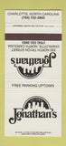 Matchbook Cover - Jonathan's Charlotte NC 30 Strike