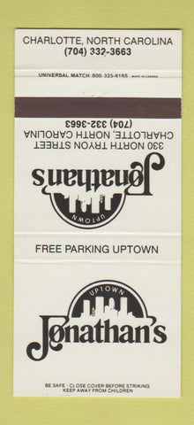 Matchbook Cover - Jonathan's Charlotte NC 30 Strike