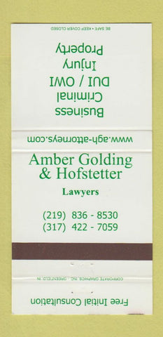 Matchbook Cover - Amber Golding Hofstetter Lawyers Dyer IN 30 Strike