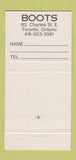 Matchbook Cover - Boots Gay Bar? Toronto ON 30 Strike