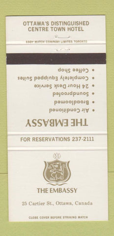 Matchbook Cover - The Embassy Ottawa ON 30 Strike