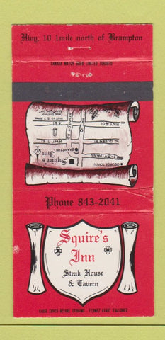 Matchbook Cover - Squire's Inn Steak House Tavern Brampton ON 30 Strike
