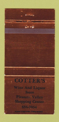 Matchbook Cover - Cotter's Wine Liquor Pleasant Valley? 30 Strike