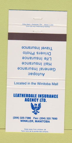 Matchbook Cover - Leatherdale Insurance Winkler MB 30 Strike