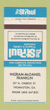 Matchbook Cover - Ingram McDaniel Franklin Insurance Thomaston GA 30 Strike