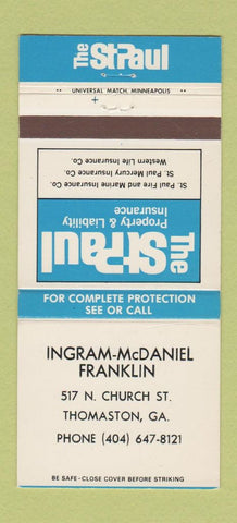 Matchbook Cover - Ingram McDaniel Franklin Insurance Thomaston GA 30 Strike
