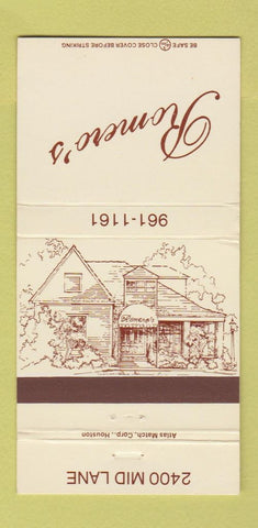 Matchbook Cover - Romero's Houston TX 30 Strike
