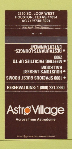 Matchbook Cover - Astro Village Houston TX Astrodome 30 Strike