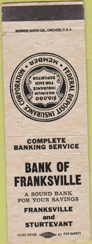 Matchbook Cover - Bank of Fransville Sturtevant