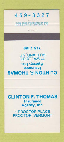 Matchbook Cover - Clinton Thomas Insurance Proctor VT Rutland 30 Strike