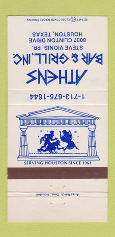 Matchbook Cover - Athens Bar Grill Greek Houston TX 30 Strike
