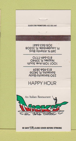 Matchbook Cover - Nick's Italian Naples Sarasota Fort Lauderdale FL 30 Strike