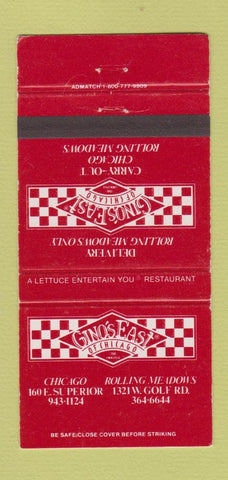 Matchbook Cover - Gino's East Chicago IL Pizza Rolling Meadows 30 Strike