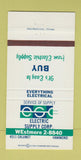 Matchbook Cover - Electric Supply Company Hammond IN 30 Strike