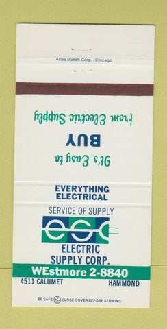 Matchbook Cover - Electric Supply Company Hammond IN 30 Strike