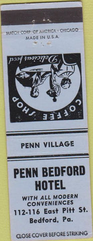 Matchbook Cover - Penn Bedford Hotel Beford PA
