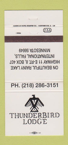 Matchbook Cover - Thunderbird Lodge International Falls MN 30 Strike