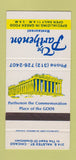 Matchbook Cover - The Parthenon Restaurant Chicago IL Greek 30 Strike