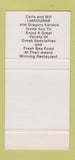 Matchbook Cover - The Parthenon Restaurant Chicago IL Greek 30 Strike
