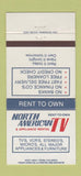 Matchbook Cover - North American TV Appliance Rental Barrie Vanier ON 30 Strike
