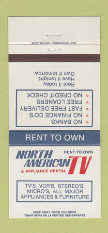 Matchbook Cover - North American TV Appliance Rental Barrie Vanier ON 30 Strike