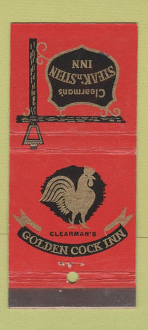 Matchbook Cover Clearman's Golden Cock Inn San Gabriel Pico CA 21 Strike Feature